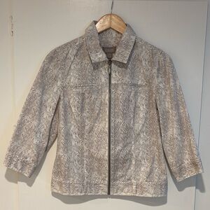 Chic snakeskin print zip-up jacket by Chico’s (Size 0).
